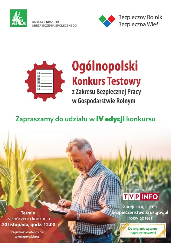 IV Ogólnopolski Konkurs Testowy „Bezpieczny Rolnik Bezpieczna Wieś”